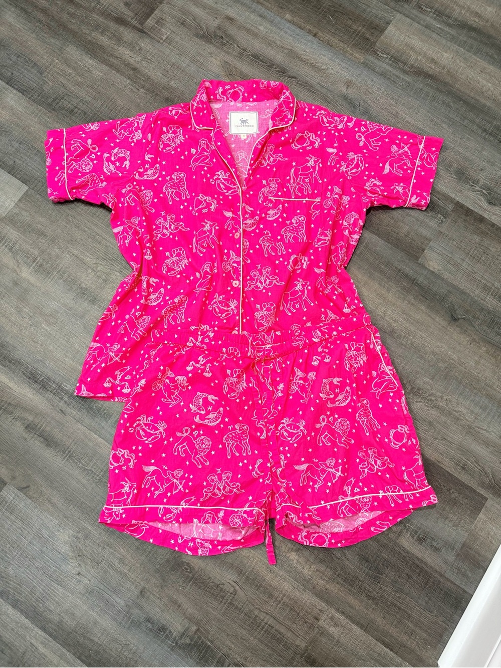 Printfresh Daily Horoscope Pajama Set Pink Zodiac Short Sleeve Shorts Women’s 1X - Picture 2 of 9